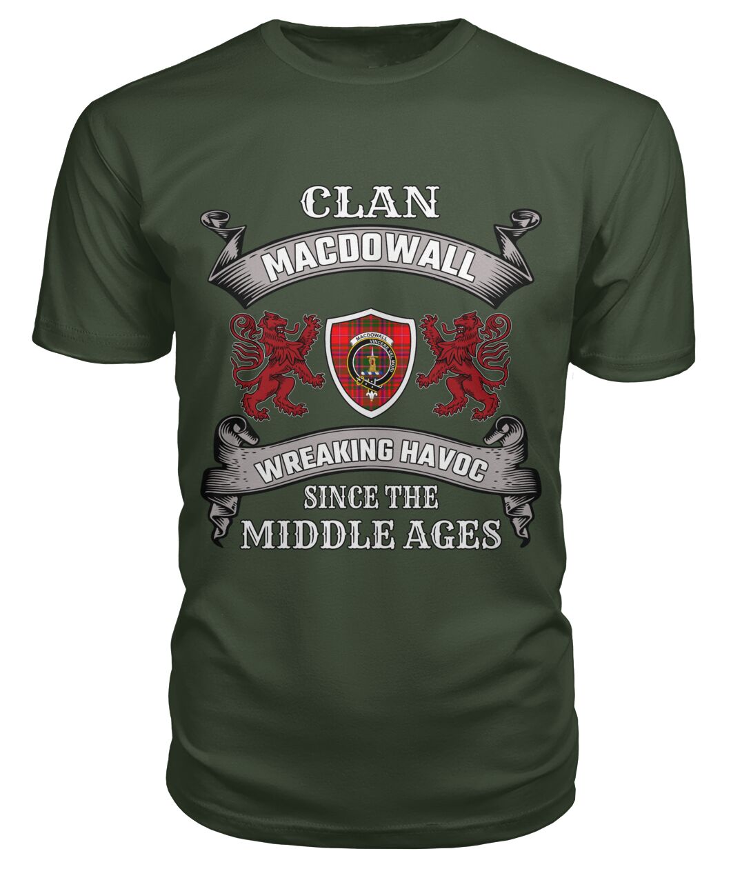 Clan MacDowall Family Tartan 2D T-shirt UM60 MacDowall Tartan Clan Tartan T-Shirt City Green S MacDowall Tartan Clan