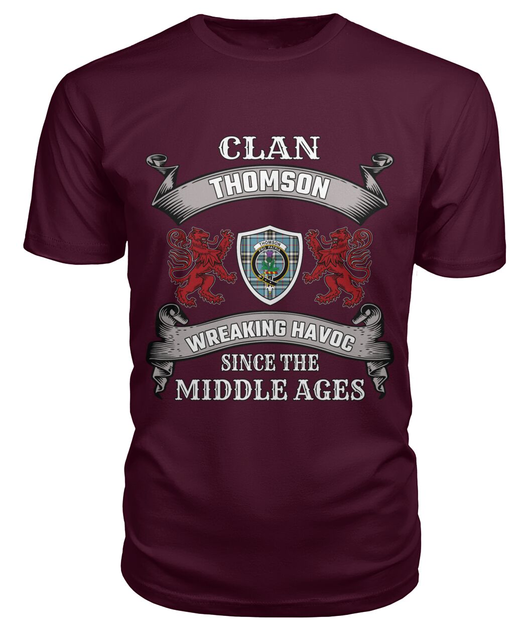 Clan Thomson Family Tartan 2D T-ShirtQZ77 Thomson Tartan 2D T-Shirt Tartan T-Shirt Maroon S Thomson Tartan 2D T-Shirt