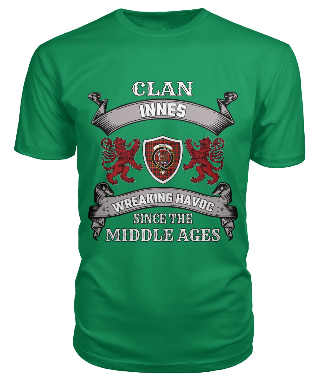 Clan Innes Family Tartan 2D T-shirt PE57 Innes Tartan Clan Tartan T-Shirt Green Apple S Innes Tartan Clan