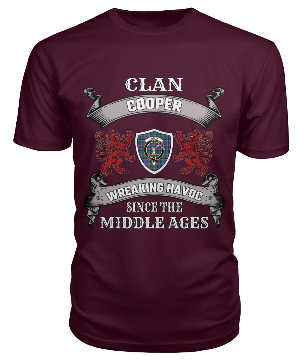 Clan Cooper Family Tartan 2D T-ShirtIX85 Cooper Tartan 2D T-Shirt Tartan T-Shirt Maroon S Cooper Tartan 2D T-Shirt