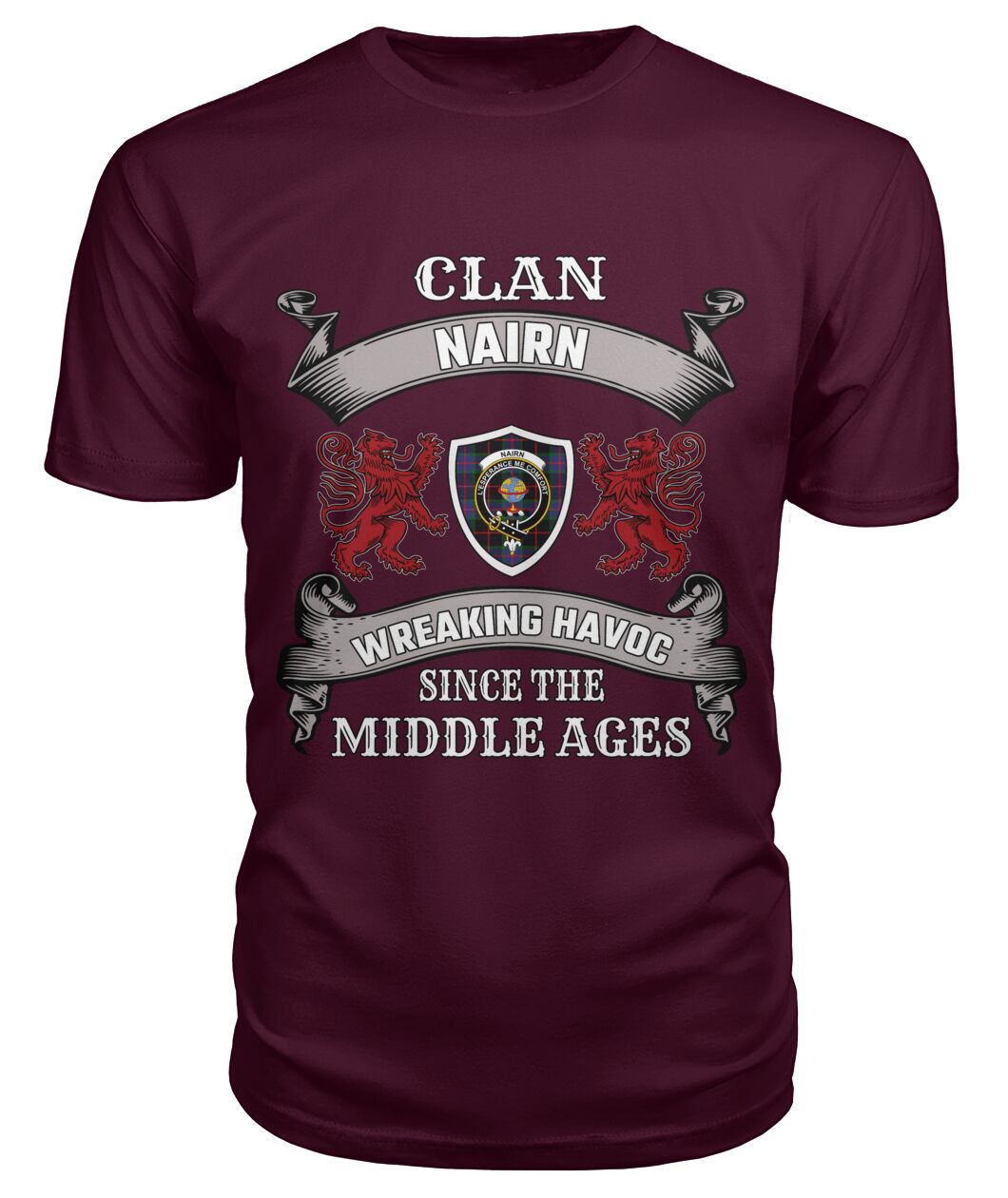 Clan Nairn Family Tartan 2D T-shirt ID48 Nairn Tartan Clan Tartan T-Shirt Maroon S Nairn Tartan Clan