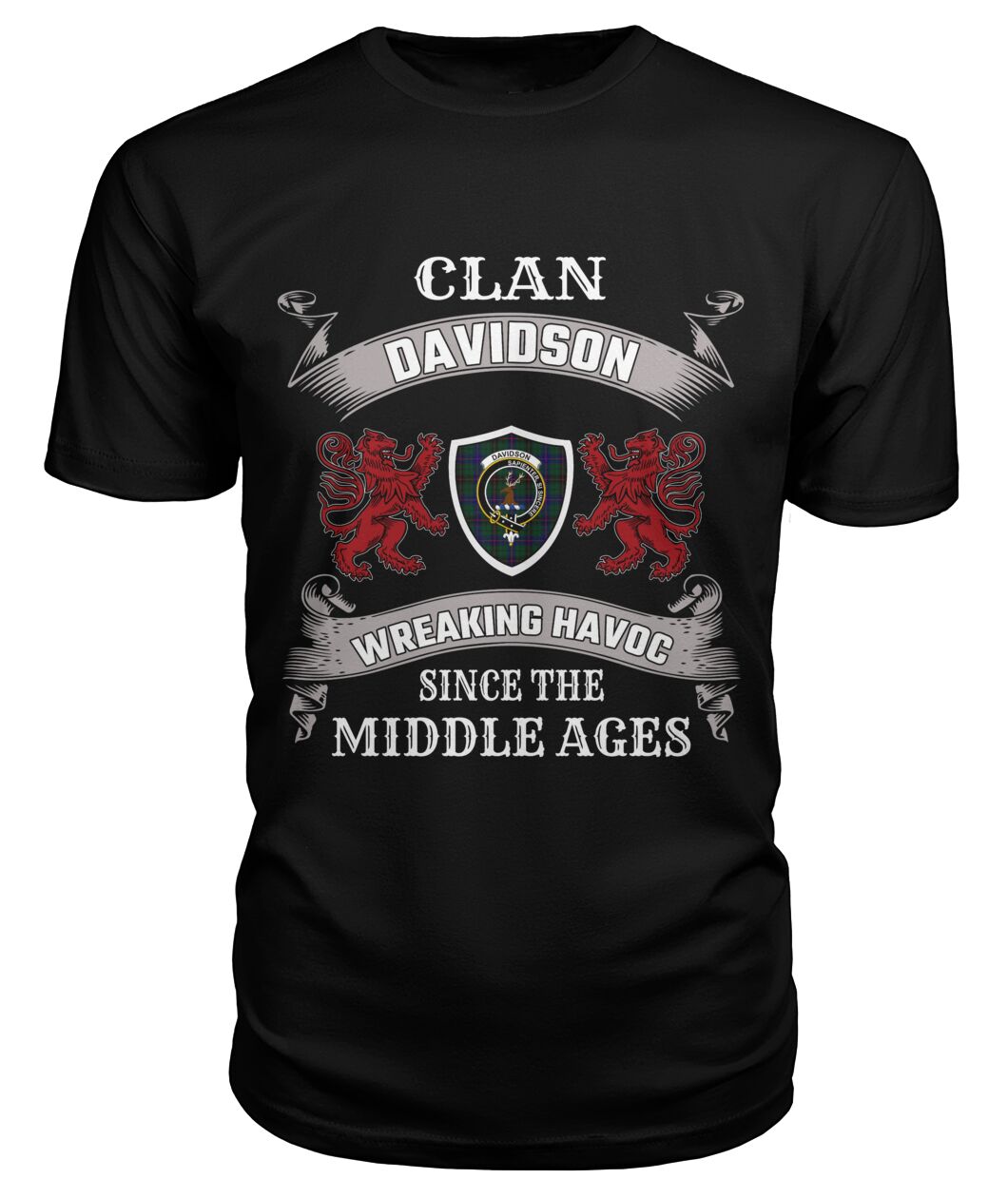 Clan Davidson Family Tartan 2D T-shirt CD16 Davidson Tartan Clan Tartan T-Shirt Black S Davidson Tartan Clan