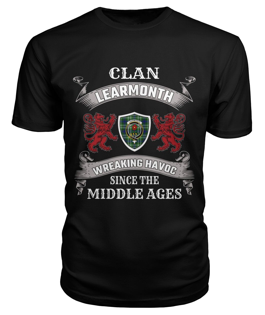 Clan Learmonth Family Tartan 2D T-shirt LH54 Learmonth Tartan Clan Tartan T-Shirt Black S Learmonth Tartan Clan