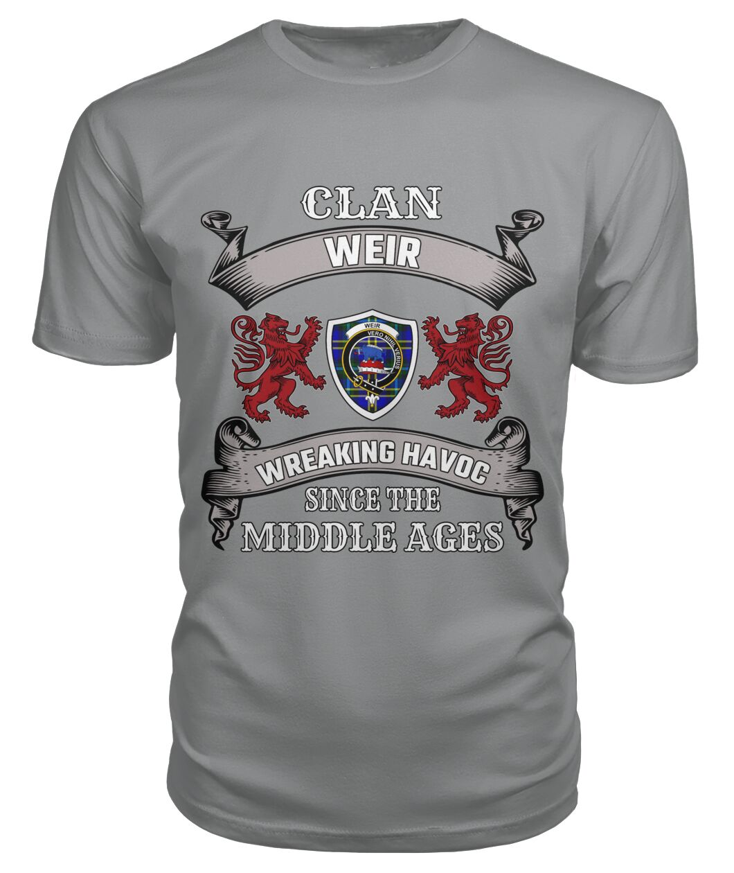 Clan Weir Family Tartan 2D T-shirt ZD28 Weir Tartan Clan Tartan T-Shirt Storm Grey S Weir Tartan Clan