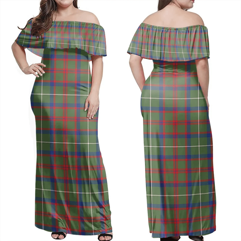 Clan Shaw Green Modern Tartan Hawaii Dress DV82 Clan Shaw Tartan Hawaii Dress   