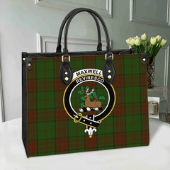 Clan Maxwell Hunting Tartan Crest Leather Bag GC46 Clan Maxwell Tartan Today   