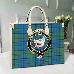 Clan Lockhart Modern Tartan Crest Leather Bag AR97 Clan Lockhart Tartan Today   