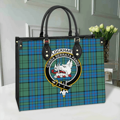 Clan Lockhart Modern Tartan Crest Leather Bag AR97 Clan Lockhart Tartan Today   