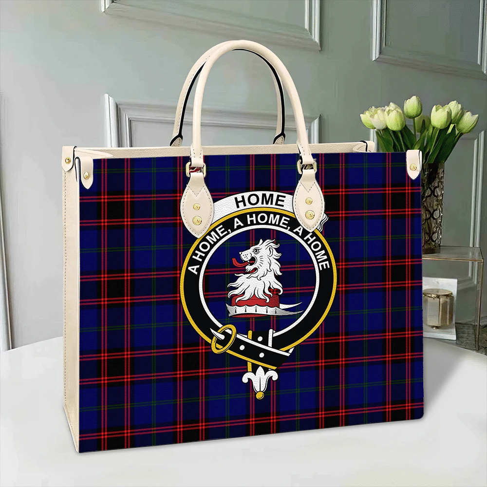 Clan Home Modern Tartan Crest Leather Bag UN58 Clan Home/Hume Tartan Today   