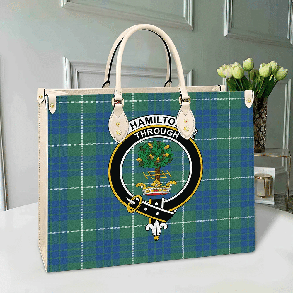 Clan Hamilton Hunting Ancient Tartan Crest Leather Bag LM34 Clan Hamilton Tartan Today   