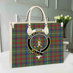 Clan Shaw Green Modern Tartan Crest Leather Bag LT97 Clan Shaw Tartan Today   