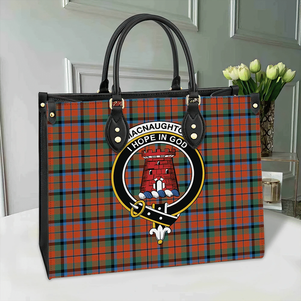 Clan MacNaughton Ancient Tartan Crest Leather Bag DO38 Clan MacNaughton Tartan Today   