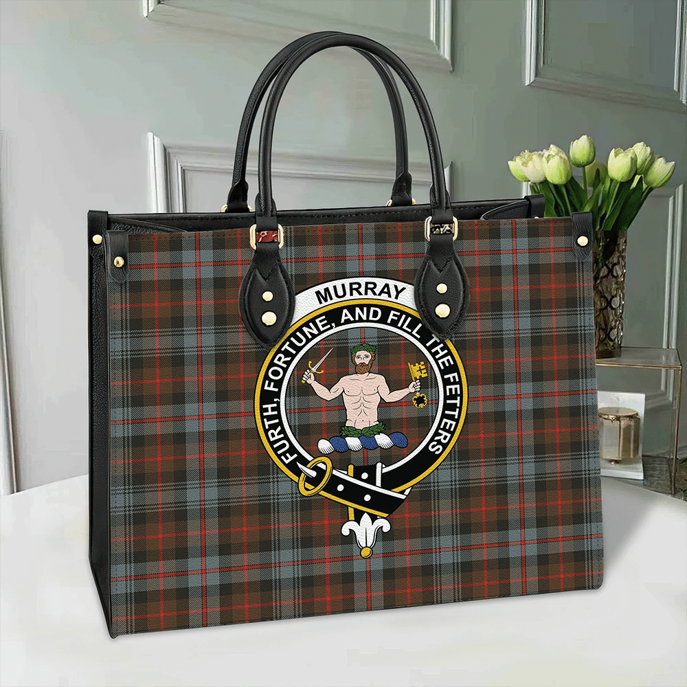 Clan Murray Of Atholl Weathered Tartan Crest Leather Bag JZ49 Clan Murray Tartan Today   