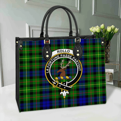 Clan Rollo Modern Tartan Crest Leather Bag CZ41 Clan Rollo Tartan Today   