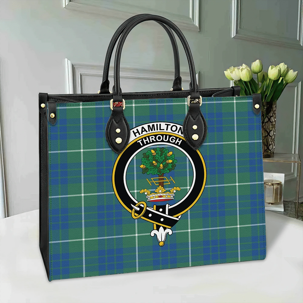 Clan Hamilton Hunting Ancient Tartan Crest Leather Bag LM34 Clan Hamilton Tartan Today   