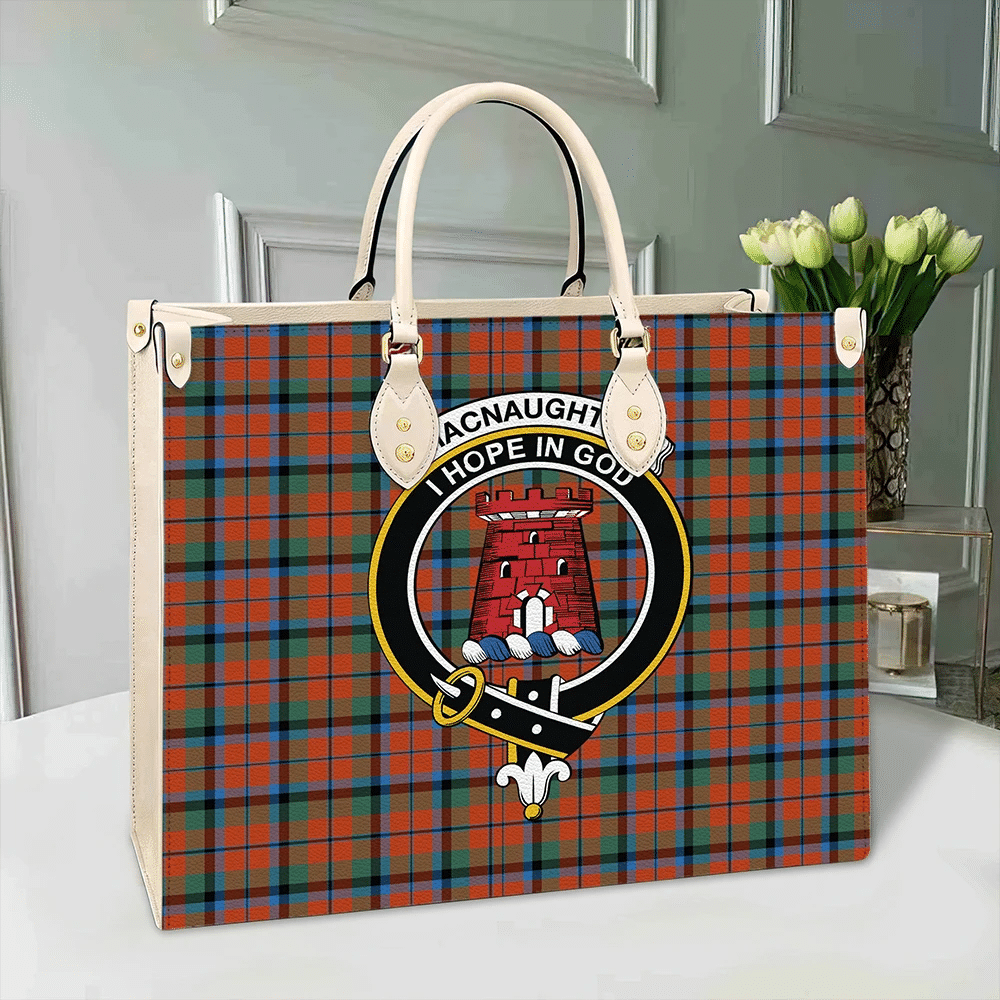 Clan MacNaughton Ancient Tartan Crest Leather Bag DO38 Clan MacNaughton Tartan Today   