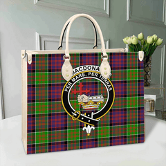 Clan MacDonald Of Clanranald Tartan Crest Leather Bag PR30 Clan MacDonald of Clanranald Tartan Today   