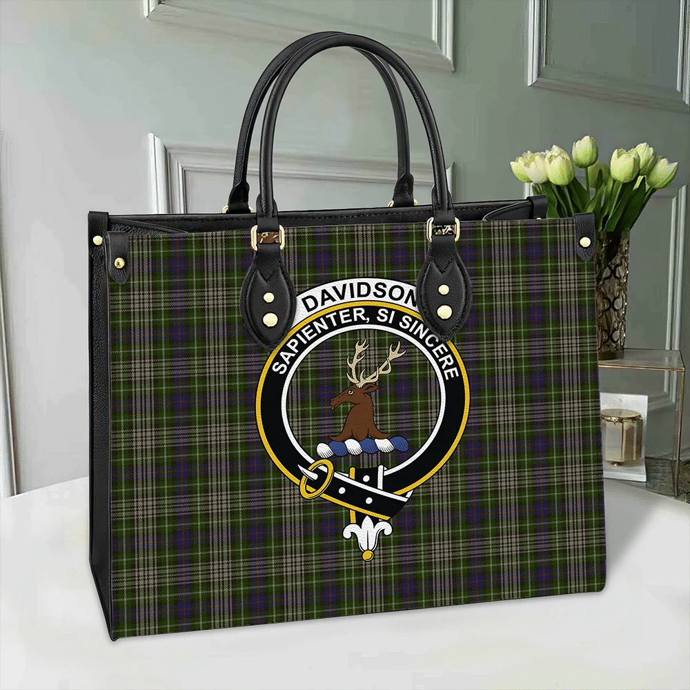 Clan Davidson Tulloch Dress Tartan Crest Leather Bag FL13 Clan Davidson Tartan Today   