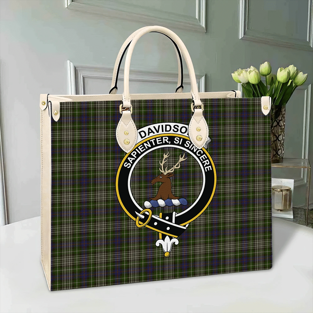 Clan Davidson Tulloch Dress Tartan Crest Leather Bag FL13 Clan Davidson Tartan Today   