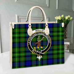 Clan Rollo Modern Tartan Crest Leather Bag CZ41 Clan Rollo Tartan Today   