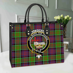 Clan MacDonald Of Clanranald Tartan Crest Leather Bag PR30 Clan MacDonald of Clanranald Tartan Today   