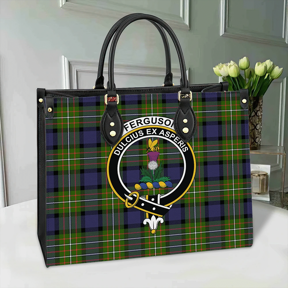 Clan Fergusson Modern Tartan Crest Leather Bag VA51 Clan Fergusson Tartan Today   