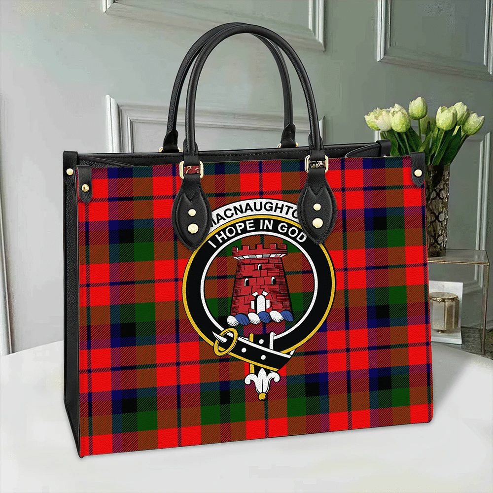 Clan MacNaughton Modern Tartan Crest Leather Bag WV35 Clan MacNaughton Tartan Today   