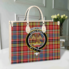 Clan Drummond Of Strathallan Tartan Crest Leather Bag MQ28 Clan Hall Tartan Today   