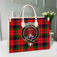 Clan MacNaughton Modern Tartan Crest Leather Bag WV35 Clan MacNaughton Tartan Today   