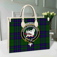 Clan Lockhart Tartan Crest Leather Bag NC27 Clan Lockhart Tartan Today   