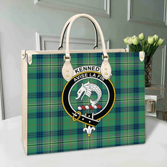 Clan Kennedy Ancient Tartan Crest Leather Bag EL55 Clan Kennedy Tartan Today   