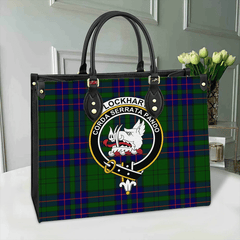 Clan Lockhart Tartan Crest Leather Bag NC27 Clan Lockhart Tartan Today   