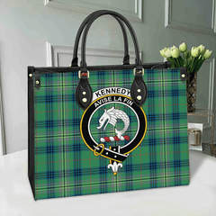 Clan Kennedy Ancient Tartan Crest Leather Bag EL55 Clan Kennedy Tartan Today   