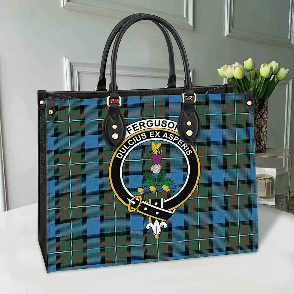 Clan Fergusson Ancient Tartan Crest Leather Bag ZV61 Clan Fergusson Tartan Today   