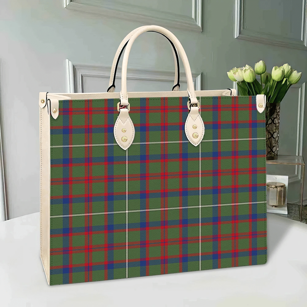 Clan Shaw Green Modern Tartan Leather Bag LC41 Clan Shaw Tartan Today   