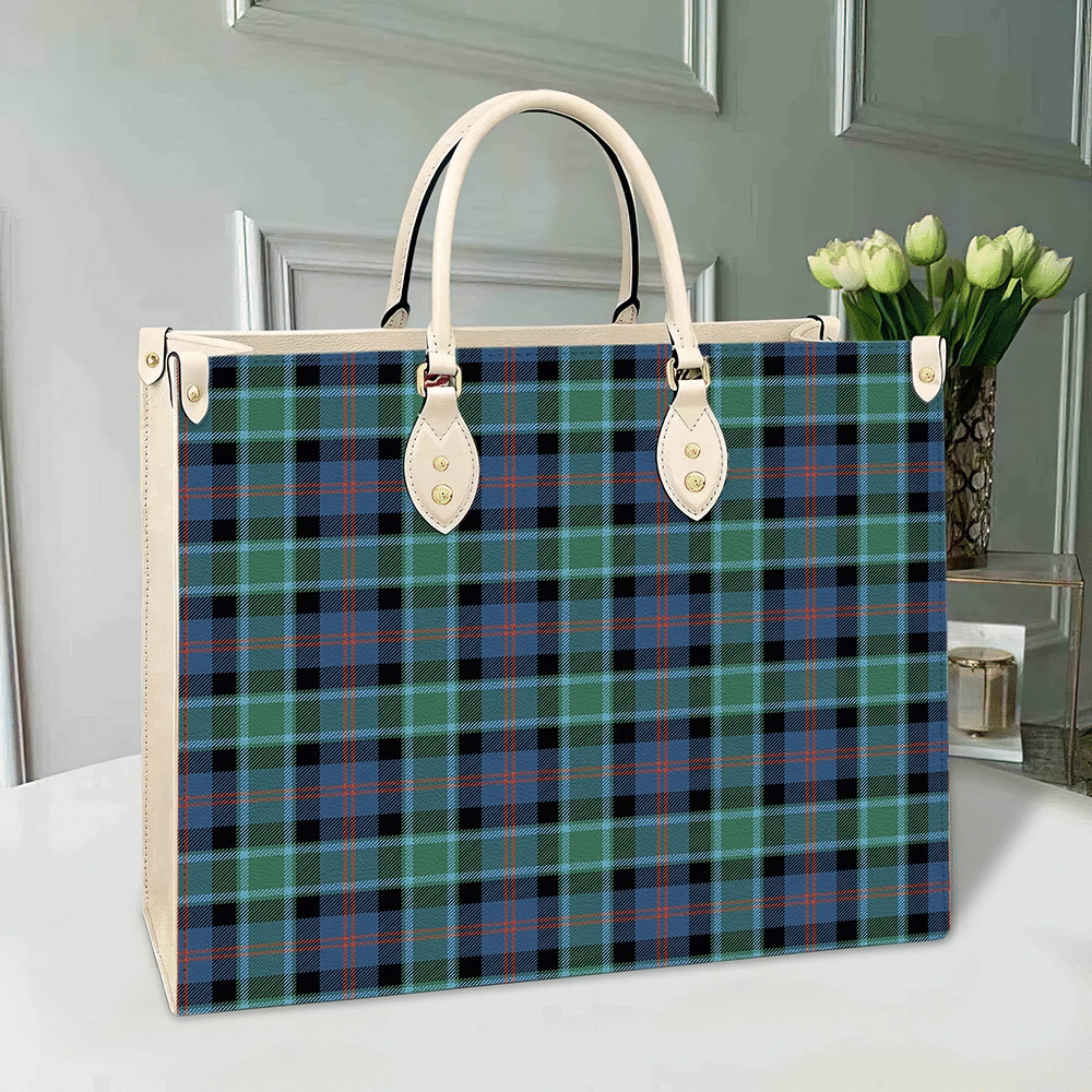 Clan MacTaggart Ancient Tartan Leather Bag SS24 Clan MacTaggart Tartan Today   