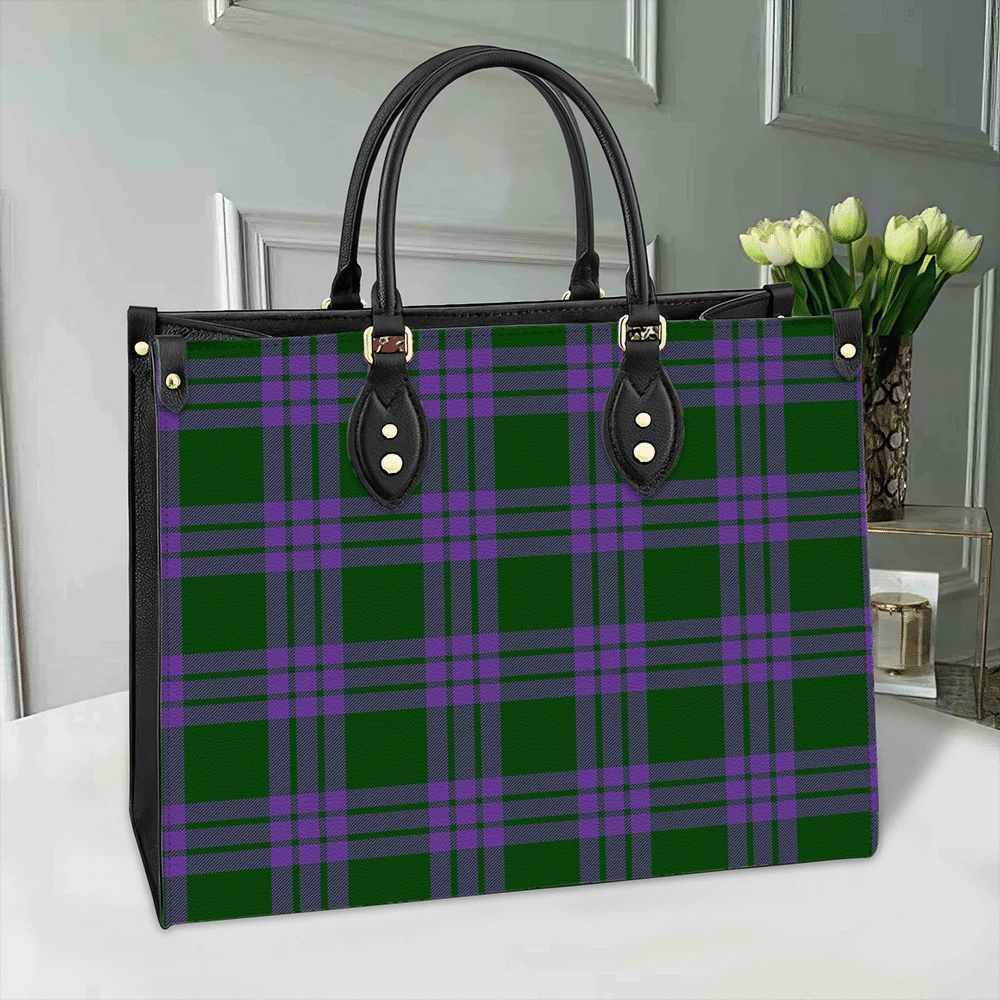 Clan Elphinstone Tartan Leather Bag EF11 Clan Elphinstone Tartan Today   