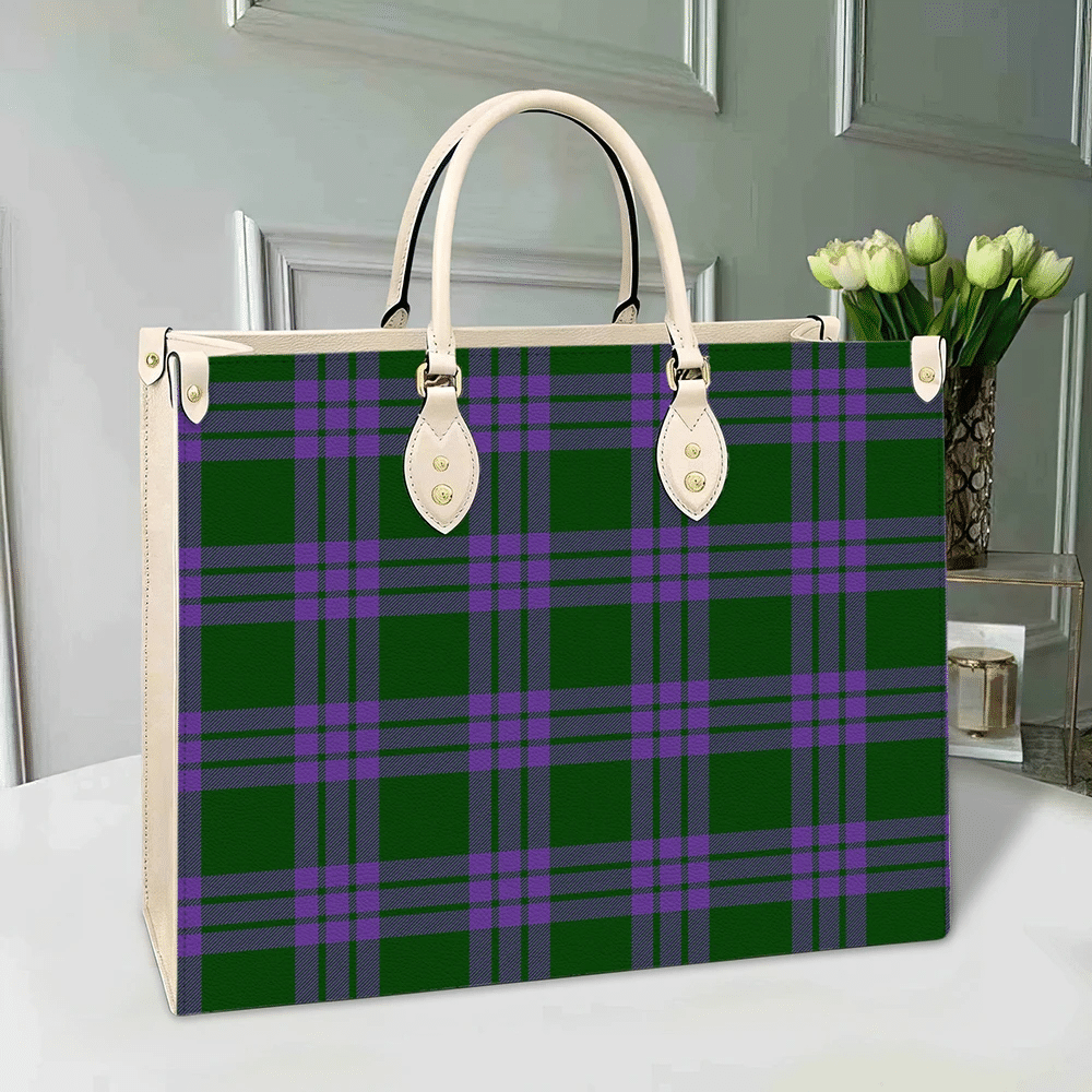 Clan Elphinstone Tartan Leather Bag EF11 Clan Elphinstone Tartan Today   