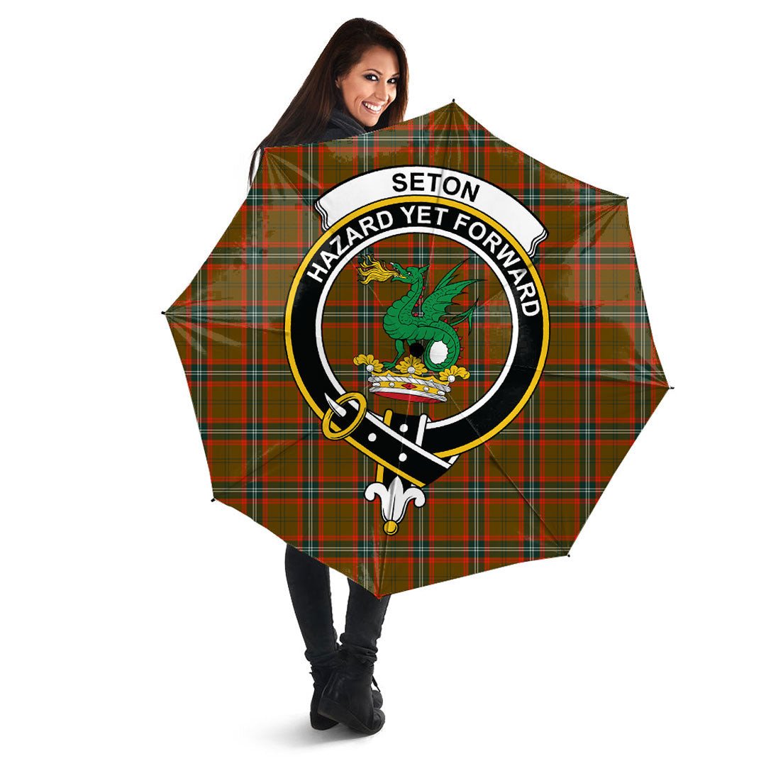 Clan Seton Hunting Modern Tartan Crest Umbrella OT67 Clan Seton Tartan Today   