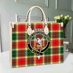 Clan Gibbs Tartan Crest Leather Bag QR13 Clan Gibbs Tartan Today   