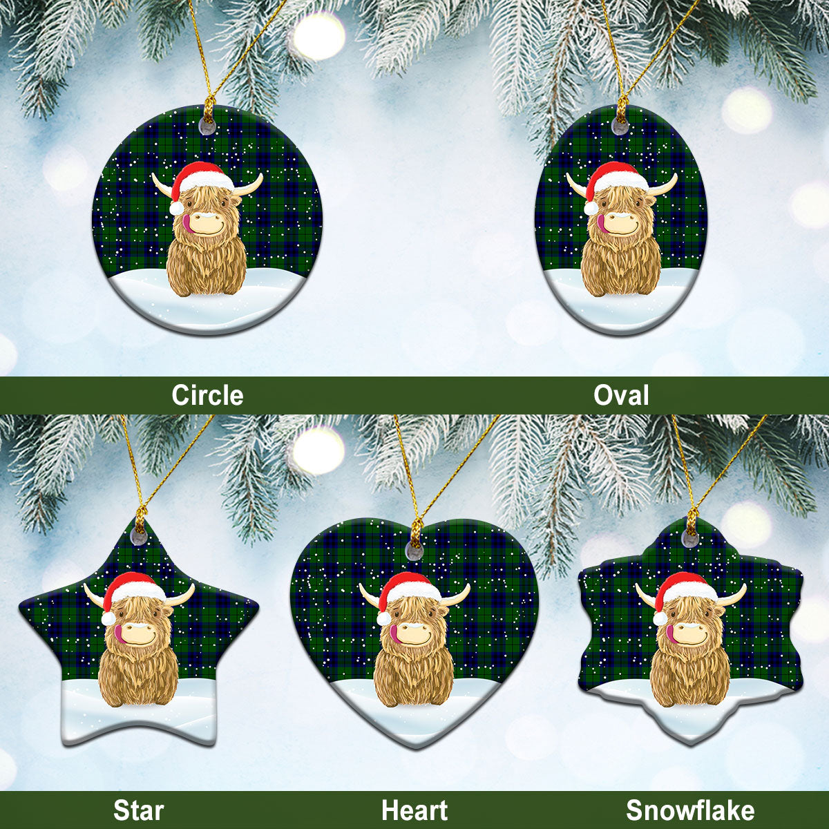 Clan Keith Modern Tartan Christmas Ceramic Ornament Highland Cows Style MY88 Keith Modern Tartan Tartan Ornament   