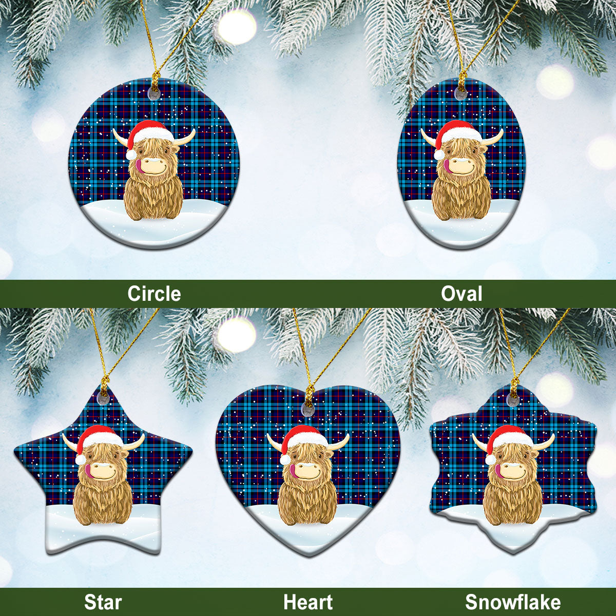 Clan MacCorquodale Tartan Christmas Ceramic Ornament Highland Cows Style XN76 MacCorquodale Tartan Tartan Ornament   