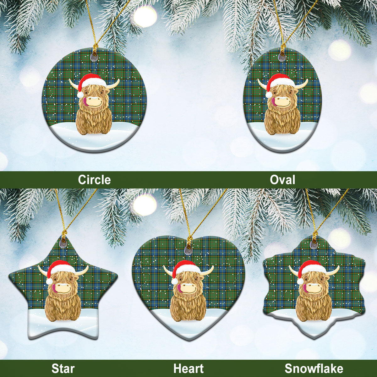 Clan MacMillan Hunting Ancient Tartan Christmas Ceramic Ornament Highland Cows Style KJ20 MacMillan Hunting Ancient Tartan Tartan Ornament   