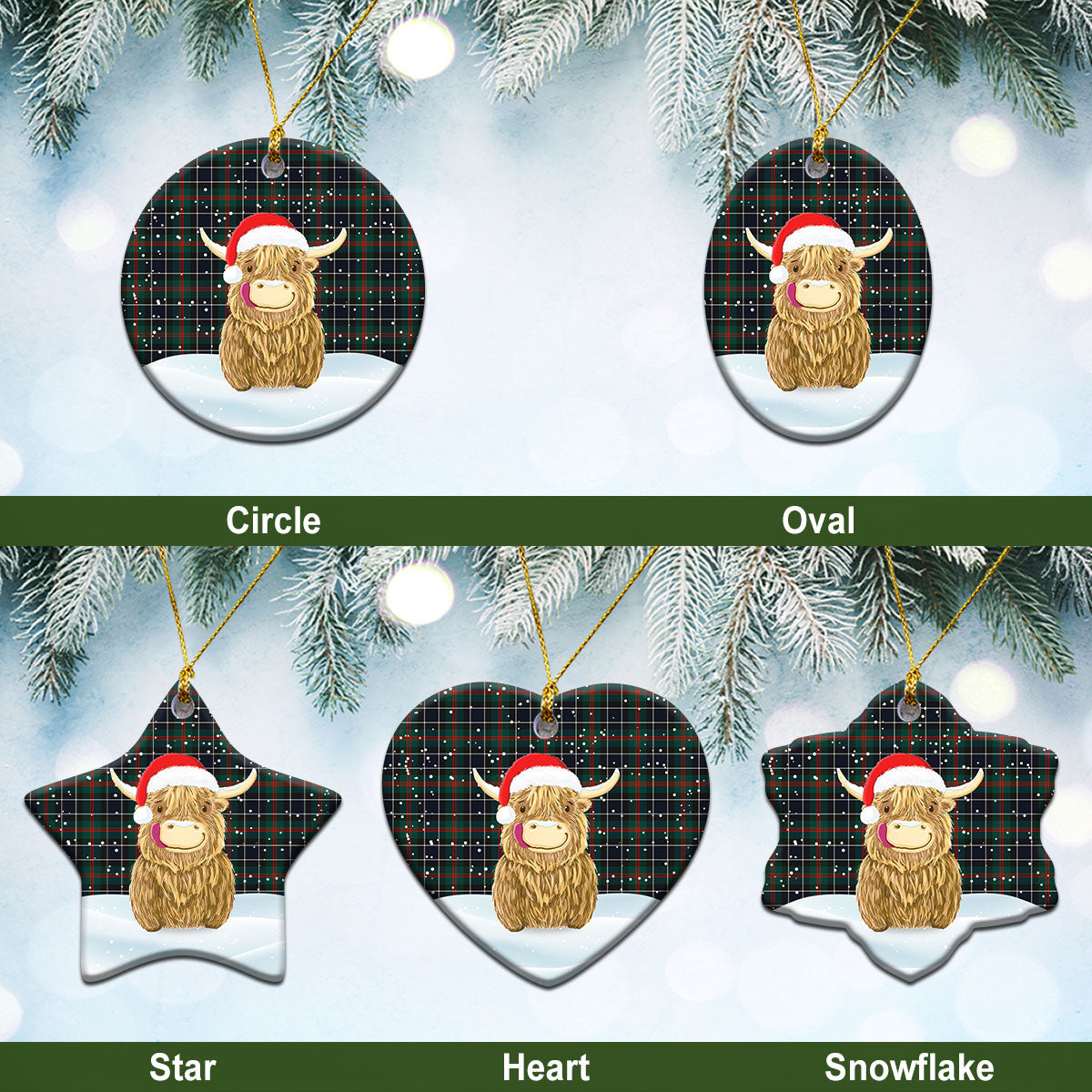 Clan McFadyen Modern Tartan Christmas Ceramic Ornament Highland Cows Style PN46 McFadyen Modern Tartan Tartan Ornament   