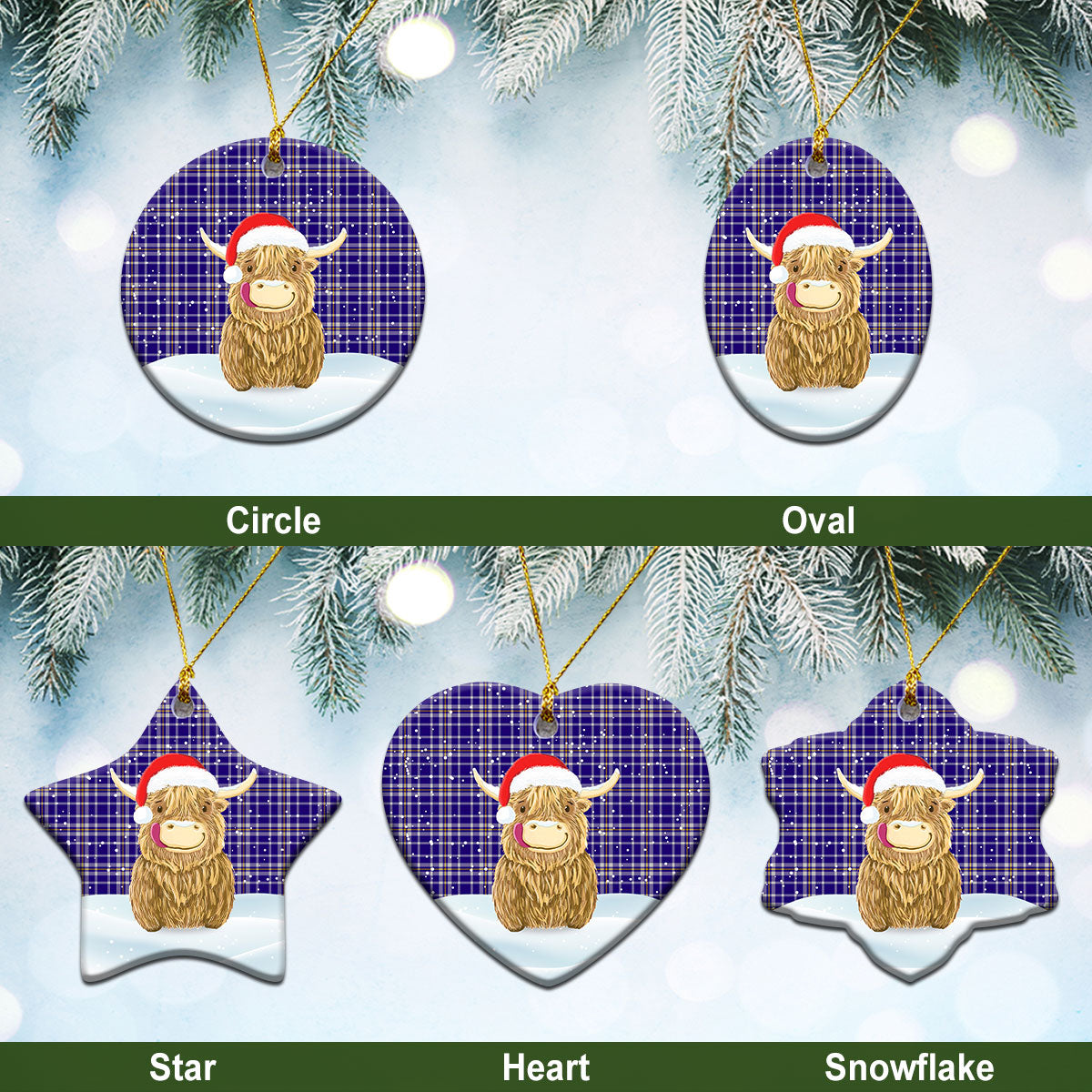 Clan Ochterlony Tartan Christmas Ceramic Ornament Highland Cows Style II41 Ochterlony Tartan Tartan Ornament   