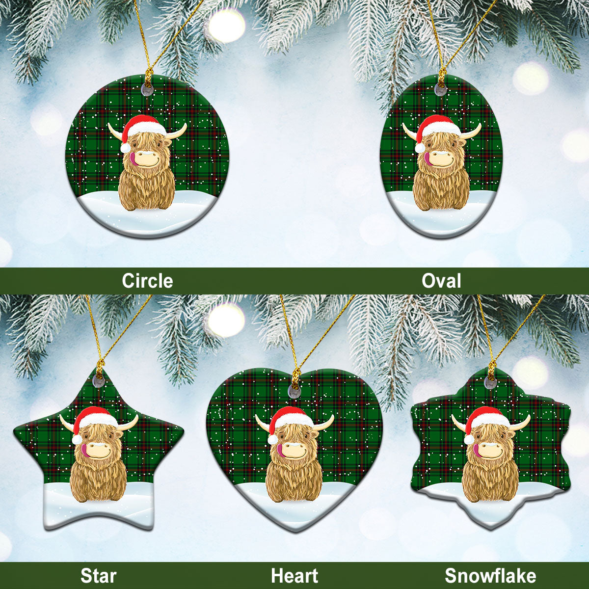 Clan Orrock Tartan Christmas Ceramic Ornament Highland Cows Style NA88 Orrock Tartan Tartan Ornament   