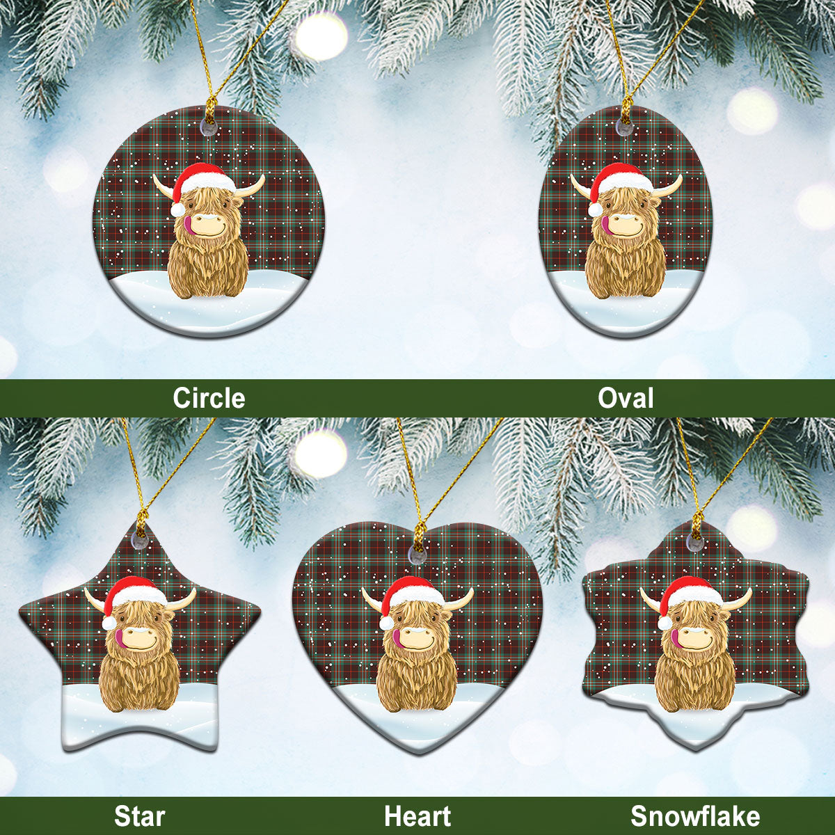 Clan Scott Brown Ancient Tartan Christmas Ceramic Ornament Highland Cows Style LP32 Clan Scott (Scott Tartan) Tartan Ornament   