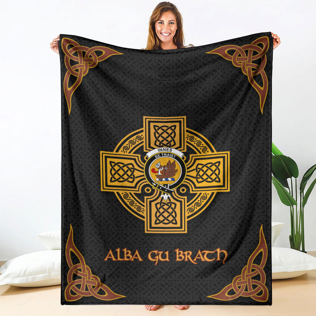 Innes Clan Crest Premium Blanket Black  Celtic Cross Style WV41 Clan Ross Tartan Today   