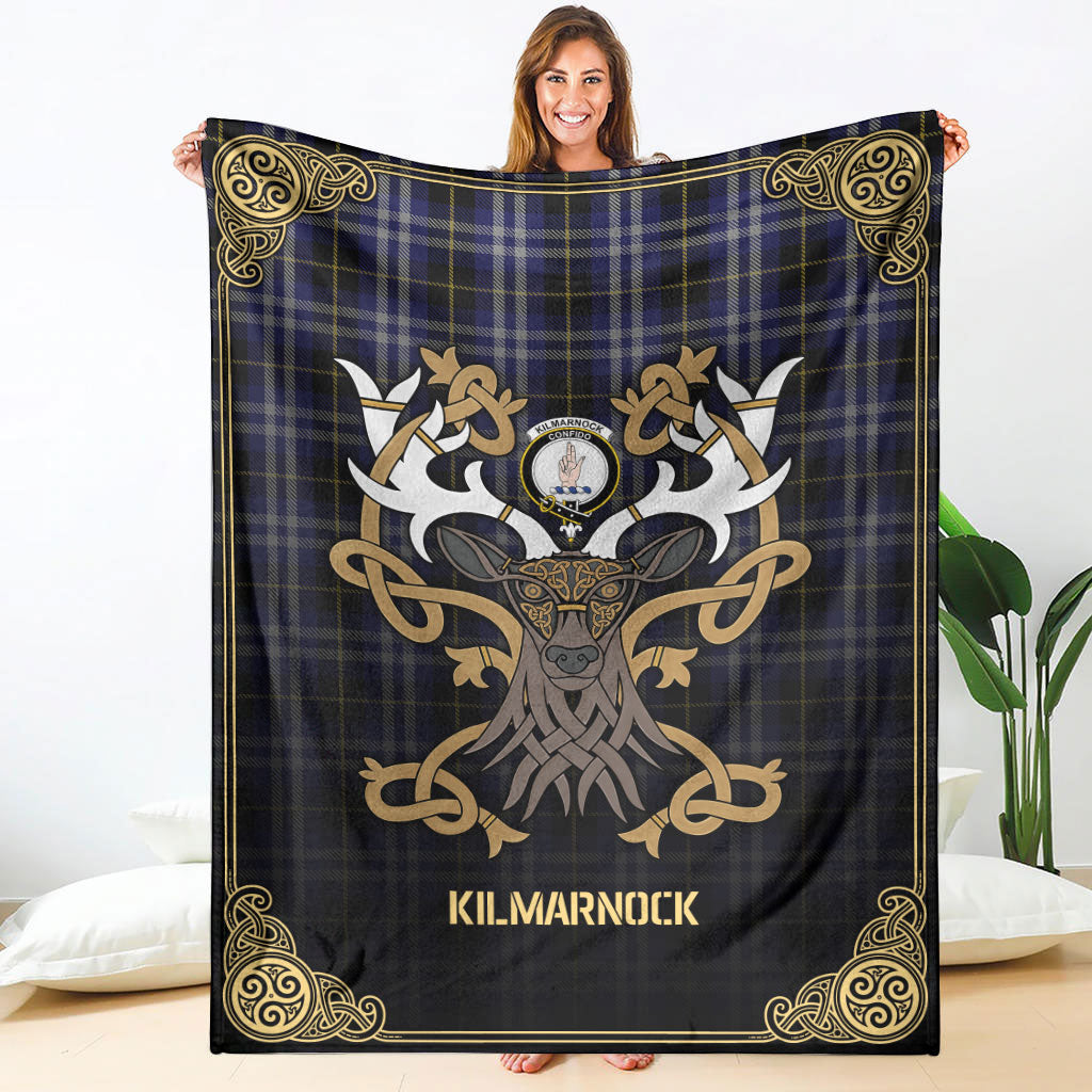 Clan Kilmarnock Tartan Crest Premium Blanket Celtic Stag Style TG51 Clan Mar Tartan Today   
