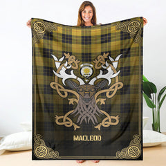 Clan MacLeod of Lewis Ancient Tartan Crest Premium Blanket Celtic Stag Style WS71 Clan Hall Tartan Today   